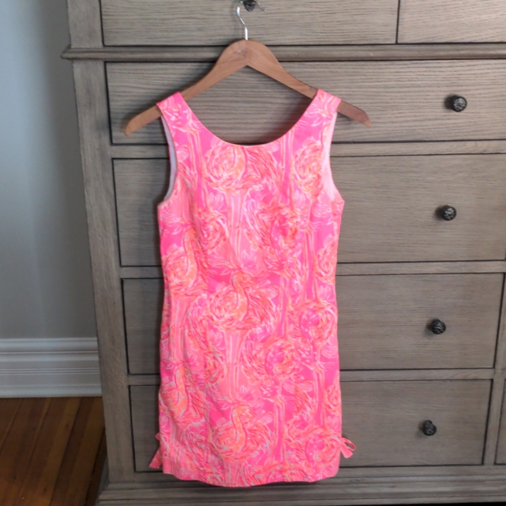 Lilly Pulitzer Pink Flamingo Fitted Shift Dress 0